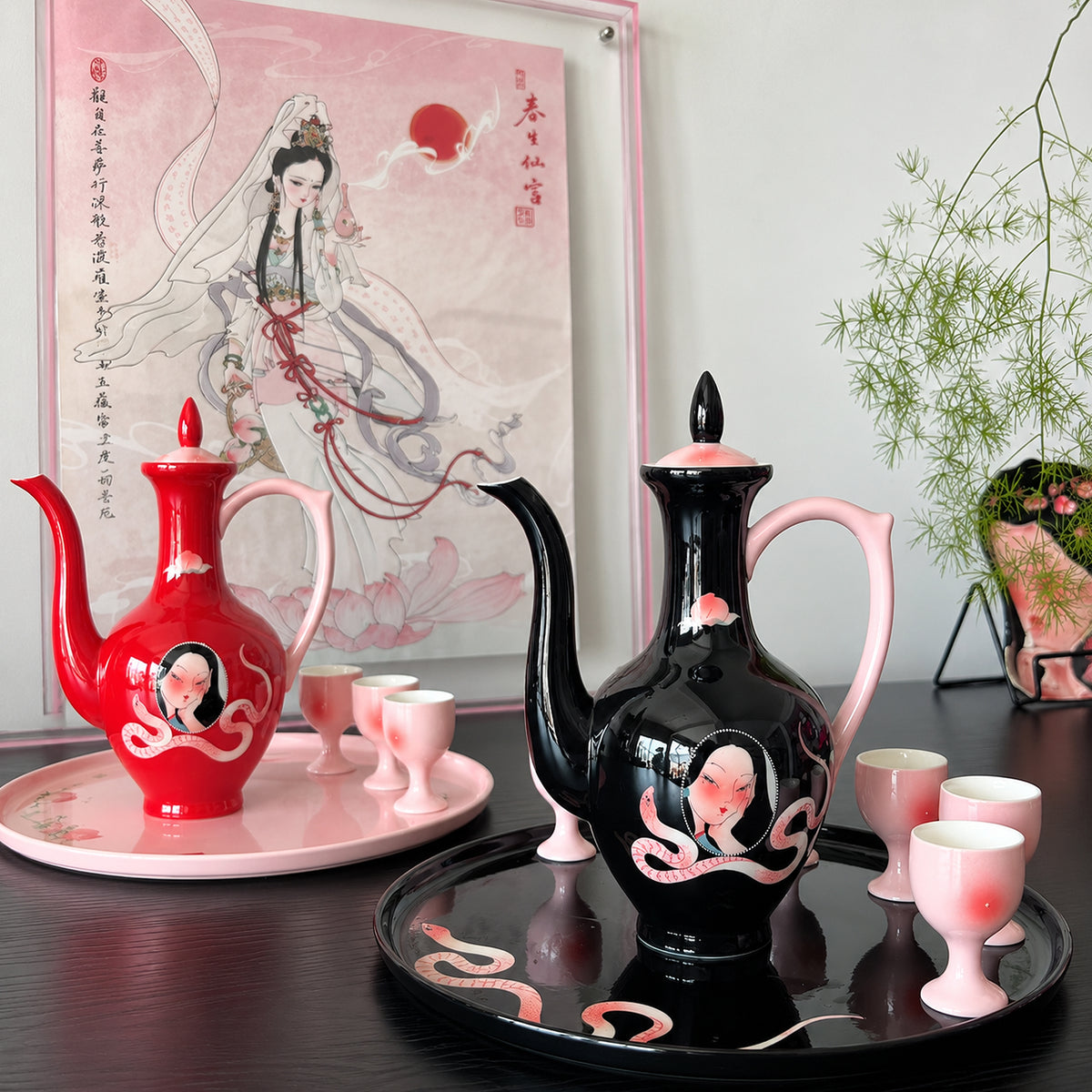 Serpent Woman — Wine Vessel & Cup Group