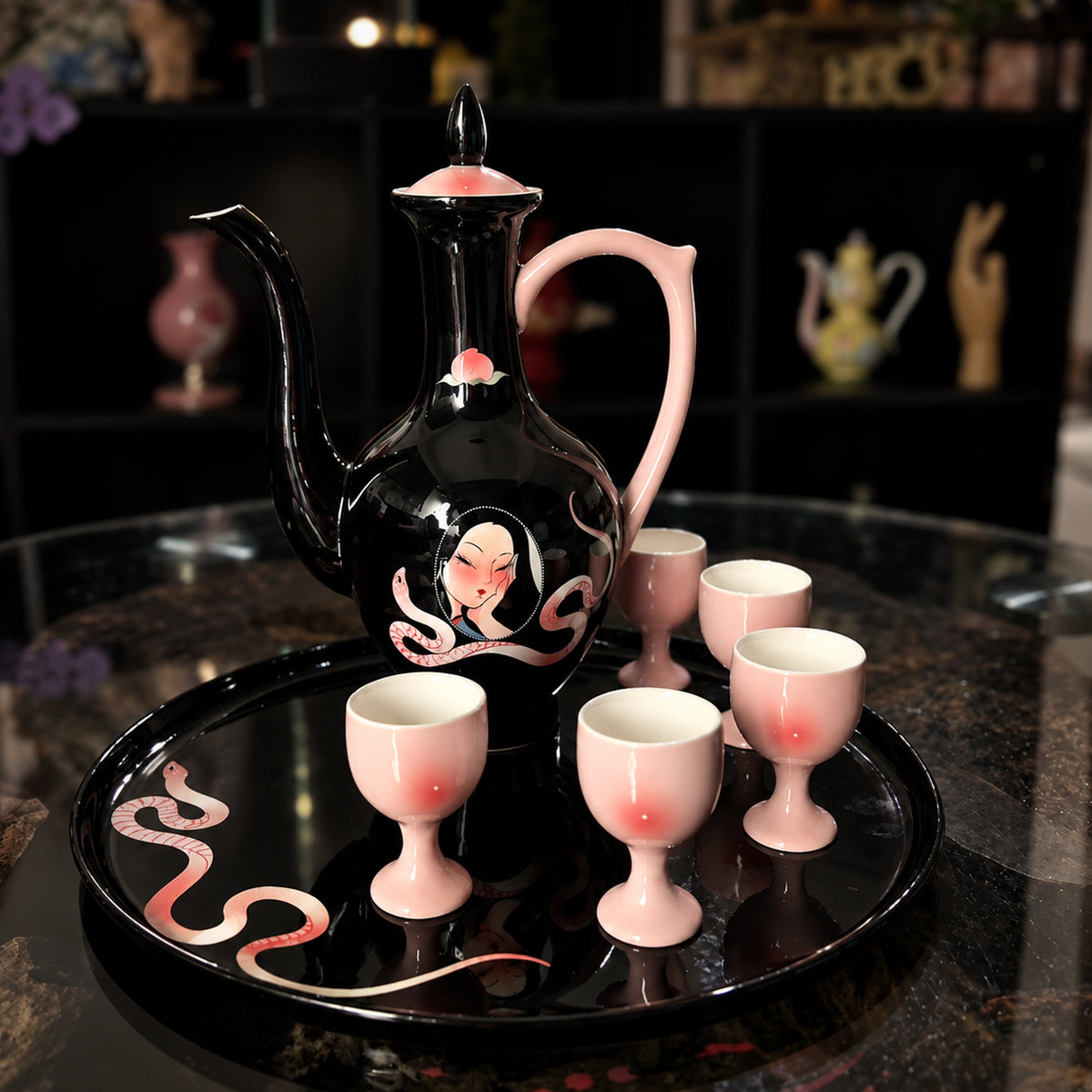 Serpent Woman — Wine Vessel & Cup Group