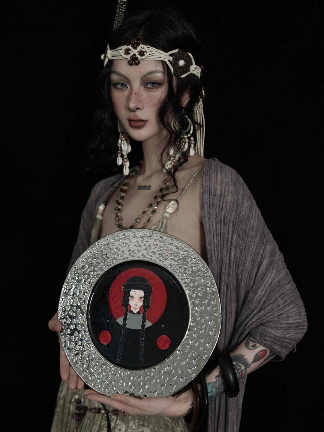 A portrait plate presented in an archival creative photograph, 083